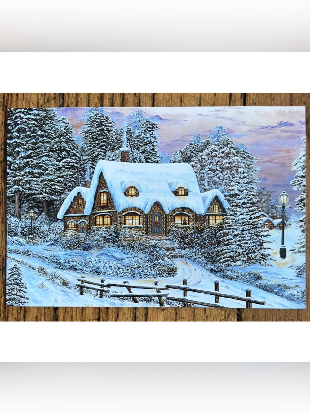 Iwao Adachi Art Christmas Holiday Card Warmth Of The Season Cottage Framable